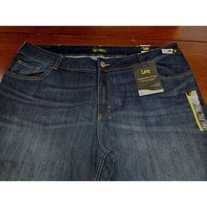 Lee Women 24W Plus Size Jeans‎ Straight Mid Rise Dark Wash Nightshade New